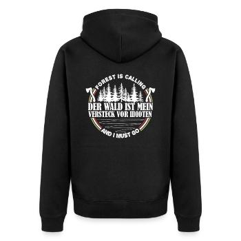 Der Wald Ist Mein Versteck Vor idioten - Unisex Premium Bio Zip Hoodie - Schwarz - Hinten - Nico (187cm)