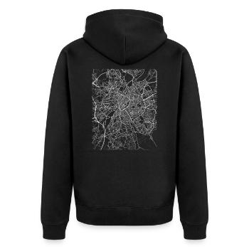Minimaler Stadtplan und Straßen von Brüssel - Unisex Premium Bio Zip Hoodie - Schwarz - Hinten - Nico (187cm)