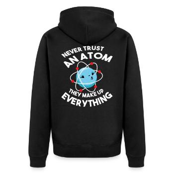 Atom - Unisex Premium Bio Zip Hoodie - Schwarz - Hinten - Nico (187cm)