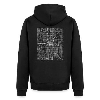 Minimal Minneapolis city map and streets - Unisex Premium Organic Zip Hoodie - black - Back - Nico (187cm)