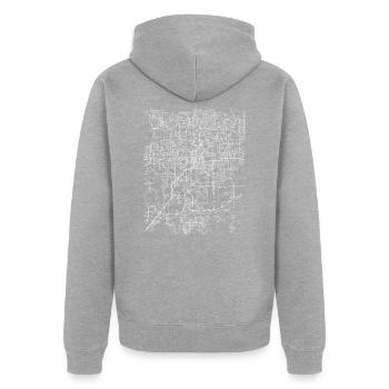Minimal Orlando Stadtplan und Straßen - Unisex Premium Bio Zip Hoodie - Grau meliert - Hinten - Nico (187cm)