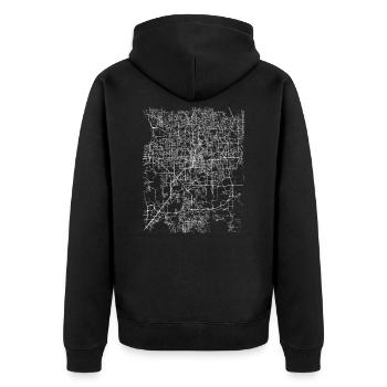 Minimal Orlando Stadtplan und Straßen - Unisex Premium Bio Zip Hoodie - Schwarz - Hinten - Nico (187cm)