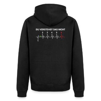 Du Verstehst Das Nicht Schaltung Motorrad - Unisex Premium Bio Zip Hoodie - Schwarz - Hinten - Nico (187cm)
