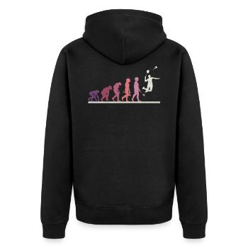 Badminton evolution - Unisex Premium Organic Zip Hoodie - black - Back - Nico (187cm)