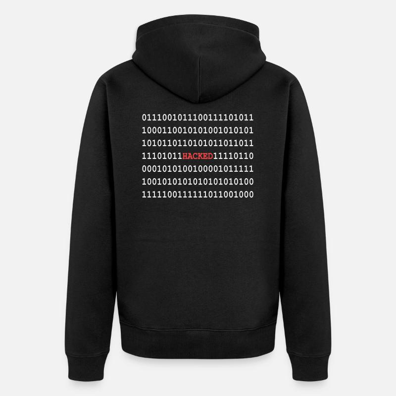 Binary code hacker - Unisex Premium Organic Zip Hoodie - black