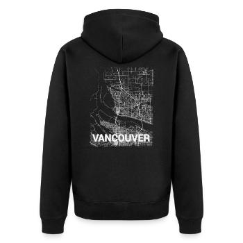 Vancouver city map and streets - Unisex Premium Organic Zip Hoodie - black - Back - Nico (187cm)