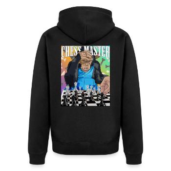 Schachmeister Schimpanse Schach Geschenk - Unisex Premium Bio Zip Hoodie - Schwarz - Hinten - Nico (187cm)
