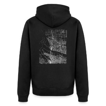 Minimal Vancouver city map and streets - Unisex Premium Organic Zip Hoodie - black - Back - Nico (187cm)