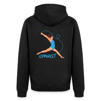 Turnen Rhythmische Sportgymnastik - Unisex Premium Bio Zip Hoodie - Schwarz - Hinten - Nico (187cm)