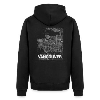 Plan et rues de la ville de Vancouver - Veste à capuche bio Premium Unisexe - noir - Dos - Nico (187cm)
