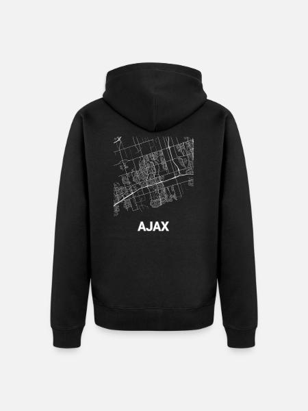 Ajax city map and streets - Uniseks Premium bio ziphoodie - zwart