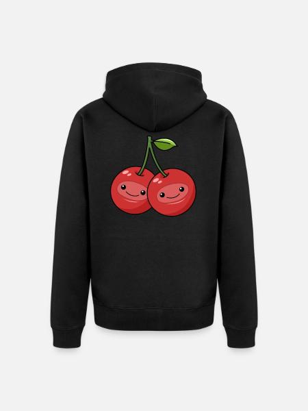 Comic Cherries - Unisex Premium Organic Zip Hoodie - black