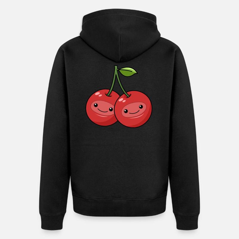 Bande dessinée cerises - Veste à capuche bio Premium Unisexe - noir
