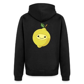 Comic Zitrone Lemone - Unisex Premium Bio Zip Hoodie - Schwarz - Hinten - Nico (187cm)
