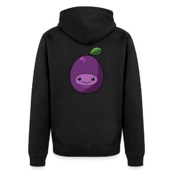 Comic Pflaume - Unisex Premium Bio Zip Hoodie - Schwarz - Hinten - Nico (187cm)