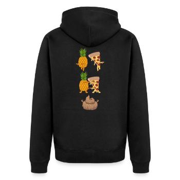 Fusion pineapple and pizza - Unisex Premium Organic Zip Hoodie - black - Back - Nico (187cm)