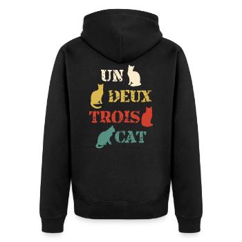 Chats Un Deux Trois Cat - Veste à capuche bio Premium Unisexe - noir - Dos - Nico (187cm)