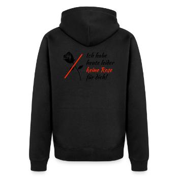 Keine Rose für dich! | Lustiges Bachelor Geschenk - Unisex Premium Bio Zip Hoodie - Schwarz - Hinten - Nico (187cm)