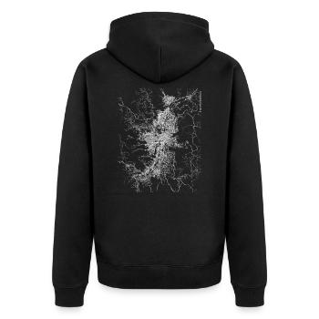 Minimal Medellin Stadtplan und Straßen - Unisex Premium Bio Zip Hoodie - Schwarz - Hinten - Nico (187cm)