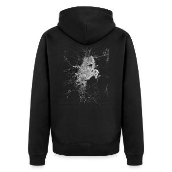 Minimal Cali Stadtplan und Straßen - Unisex Premium Bio Zip Hoodie - Schwarz - Hinten - Nico (187cm)