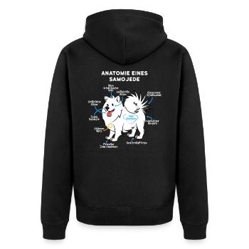Anatomie Eines Samojede - Unisex Premium Bio Zip Hoodie - Schwarz - Hinten - Nico (187cm)