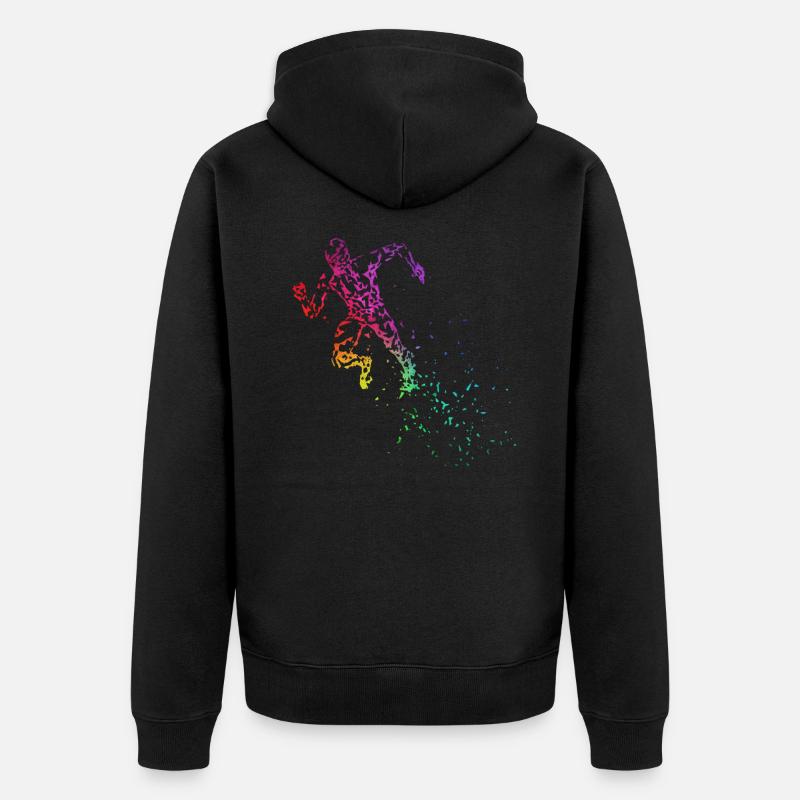 L'athlétisme commence le sprint sprinter - Veste à capuche bio Premium Unisexe - noir