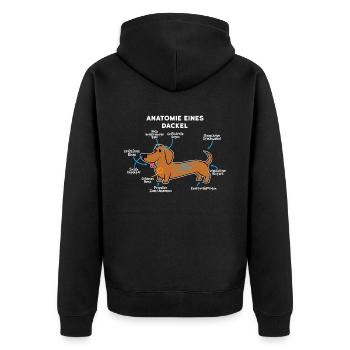 Anatomie Eines Dackel - Unisex Premium Bio Zip Hoodie - Schwarz - Hinten - Nico (187cm)