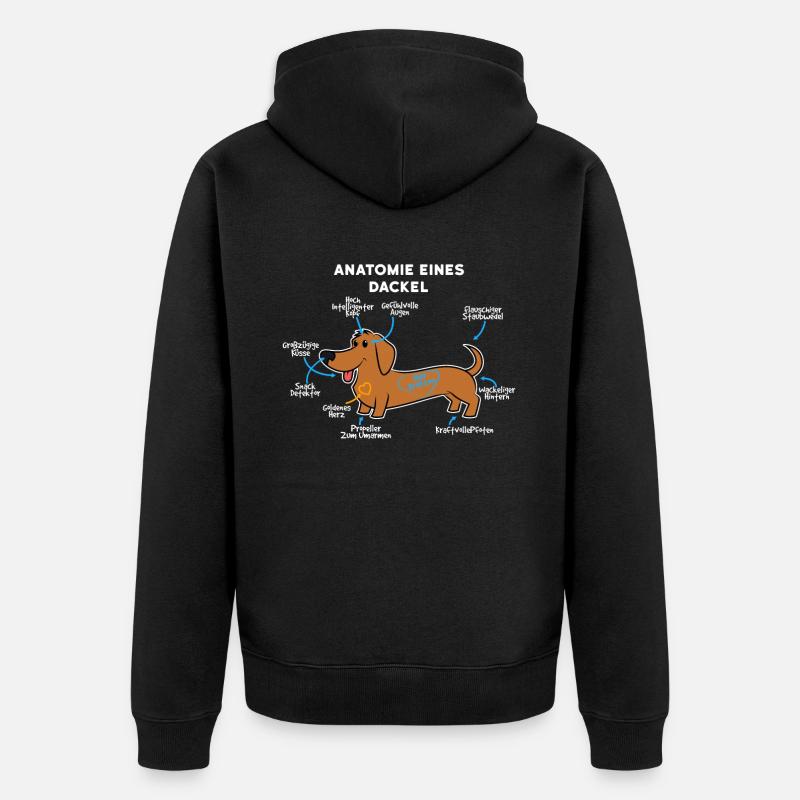 Anatomie Eines Dackel - Unisex Premium Bio Zip Hoodie - Schwarz