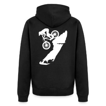MTB downhill - Unisex Premium Organic Zip Hoodie - black - Back - Nico (187cm)