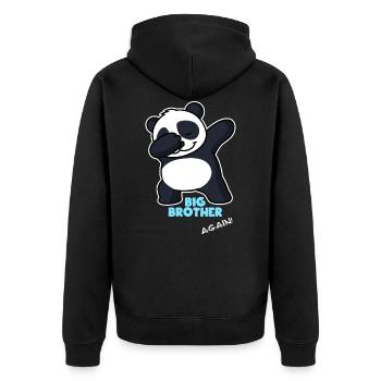 Großer Bruder Dabbing - Unisex Premium Bio Zip Hoodie - Schwarz - Hinten - Nico (187cm)