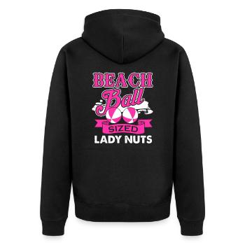 Beach Ball Sized Lady Nuts - Sommer Geschenkidee - Unisex Premium Bio Zip Hoodie - Schwarz - Hinten - Nico (187cm)