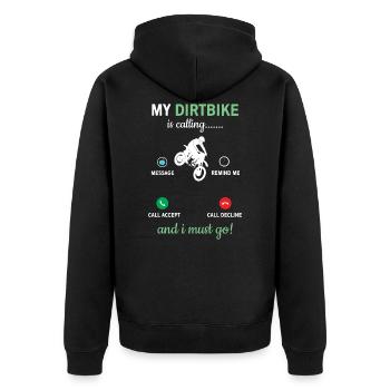 Mein Dirtbike Ruft - Unisex Premium Bio Zip Hoodie - Schwarz - Hinten - Nico (187cm)
