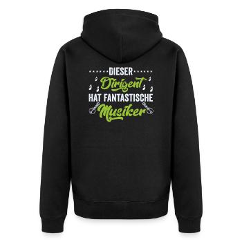 Dirigent, Musiker, Musikverein - Unisex Premium Bio Zip Hoodie - Schwarz - Hinten - Nico (187cm)