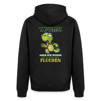 Lahme Schildkröte Fitness Lustig - Unisex Premium Bio Zip Hoodie - Schwarz - Hinten - Nico (187cm)