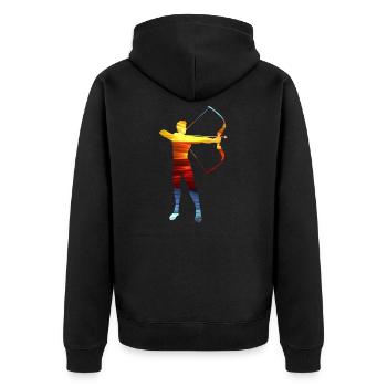 Bogenschießen Bogeschütze bunt - Unisex Premium Bio Zip Hoodie - Schwarz - Hinten - Nico (187cm)
