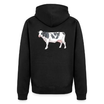 Comic Kuh mit flecken - Unisex Premium Bio Zip Hoodie - Schwarz - Hinten - Nico (187cm)