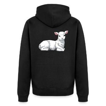 Lamb sheep domestic sheep - Unisex Premium Organic Zip Hoodie - black - Back - Nico (187cm)
