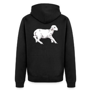 Junges Schaf Lamm - Unisex Premium Bio Zip Hoodie - Schwarz - Hinten - Nico (187cm)