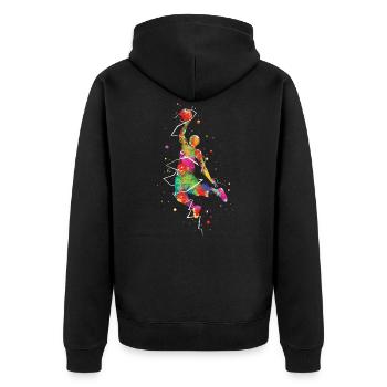 Basketball Dunk - Unisex Premium Organic Zip Hoodie - black - Back - Nico (187cm)