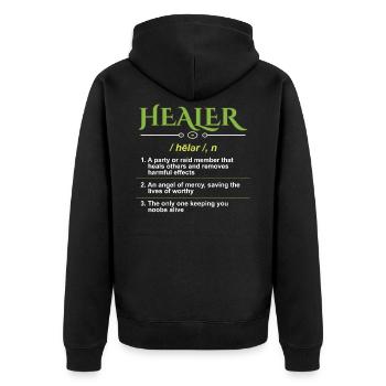 Healer Definition Gamer - Unisex Premium Organic Zip Hoodie - black - Back - Nico (187cm)
