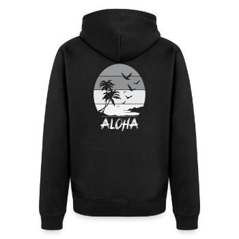 Aloha - Unisex Premium Bio Zip Hoodie - Schwarz - Hinten - Nico (187cm)