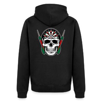 Darts with a skull - Unisex Premium Organic Zip Hoodie - black - Back - Nico (187cm)