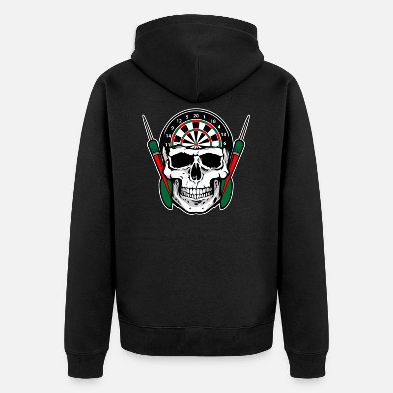 Darts mit Totenkopf - Unisex Premium Bio Zip Hoodie - Schwarz