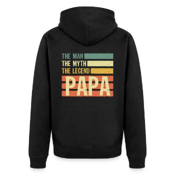 Vatertag Retro - The Man The Myth The Legend Papa - Unisex Premium Bio Zip Hoodie - Schwarz - Hinten - Nico (187cm)