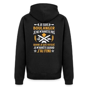 Je suis boulanger je ne m'arrête pas - Veste à capuche bio Premium Unisexe - noir - Dos - Nico (187cm)