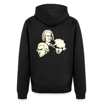 Beethoven Bach Mozart - Unisex Premium Bio Zip Hoodie - Schwarz - Hinten - Nico (187cm)
