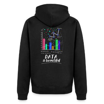 Daten Sind Wunderschön - Unisex Premium Bio Zip Hoodie - Schwarz - Hinten - Nico (187cm)