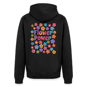 Flower Power Blume Blumenpower Happy Life - Unisex Premium Organic Zip Hoodie - black - Back - Nico (187cm)