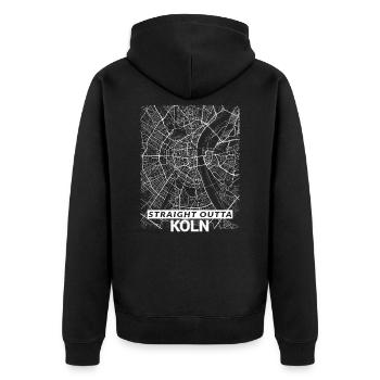 Straight Outta Köln center city map and streets - Unisex Premium Organic Zip Hoodie - black - Back - Nico (187cm)