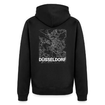 Düsseldorf city map and streets - Unisex Premium Organic Zip Hoodie - black - Back - Nico (187cm)